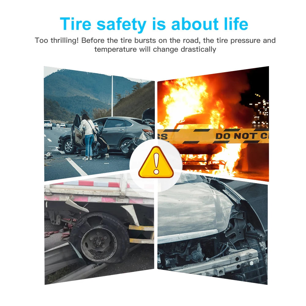 Solar Powered Tire Pressure Monitoring System Car TPMS Tyre Temperature Monitor Auto Security Alarm Systems LCD Display