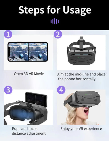 Shinecon VR Glasses 3D Headset with Controller