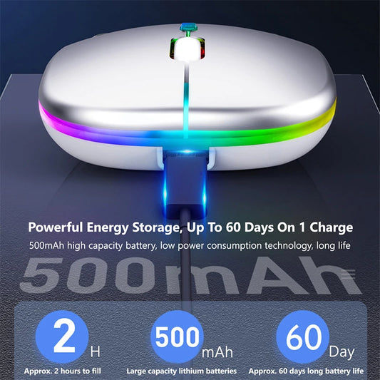 Tablet Phone Computer Bluetooth Wireless Mouse Rechargeable RGB Backlight Mice for iPad PC Laptop Tablet Phone 2.4GHz USB Mouse