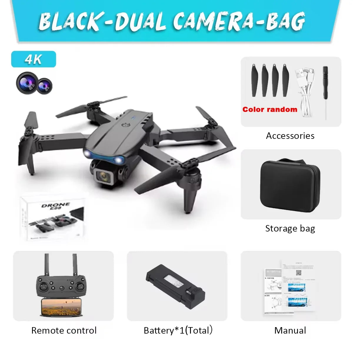 E99 Pro Drone Quadcopter Remote Control Handle Four Axis Aircraft HD 6K Photography UAV Altitude Fixation Helicopter Toys